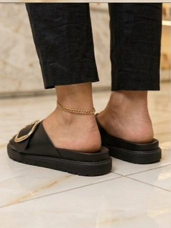 Mules confort à Boucle Dorée Noir